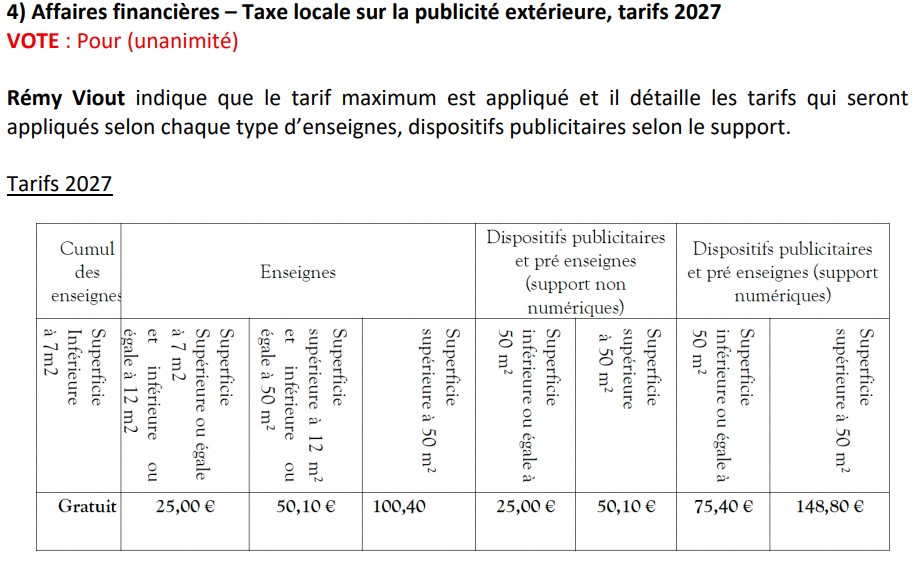 Anthy Taxe locale sur la publicité extérieure, tarifs 2027 Anthy Taxe locale sur la publicité extérieure, tarifs 2027